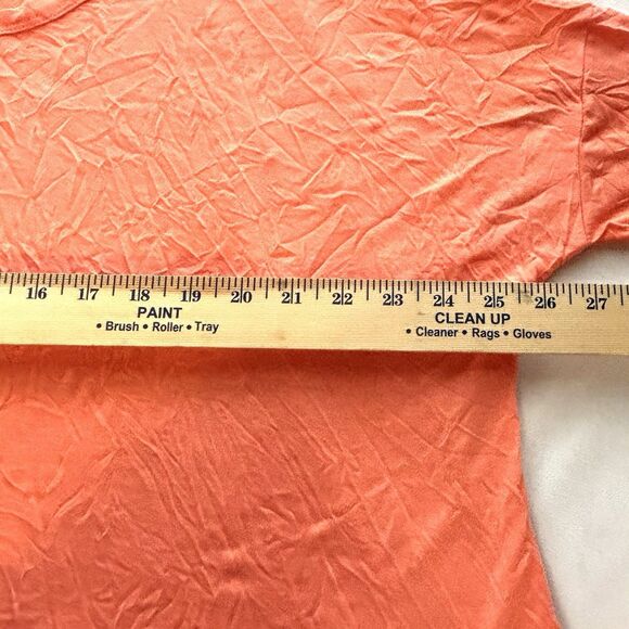 Shana Women’s S Half Sleeve Crinkle Tunic Top Coral 2 Pockets Boxy Fit - Picture 6 of 12